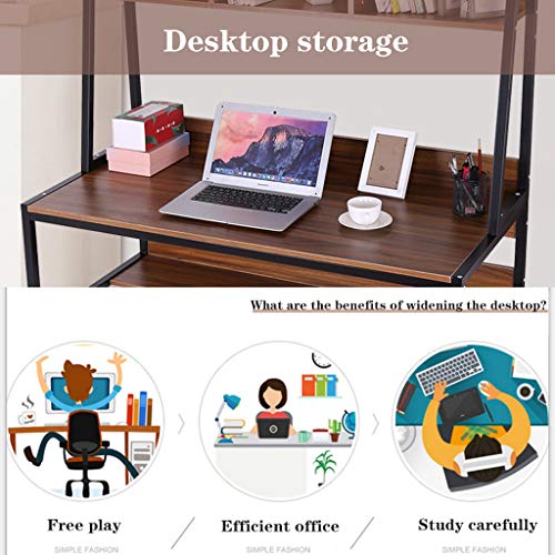 fgewrg 47 Inches Computer Desk with Bookshelf Modern Study Writing PC Laptop Table Workstation with Desktop Display Shelves Multipurpose Home Office Desk - US Stock (Black)