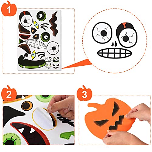 IFLYOOY 16 PCS Halloween Crafts for Kids Home Decorations Craft Kit DIY with Self-Adhesive Pumpkin Stickers Halloween Activities for Kids