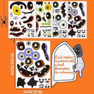 IFLYOOY 16 PCS Halloween Crafts for Kids Home Decorations Craft Kit DIY with Self-Adhesive Pumpkin Stickers Halloween Activities for Kids