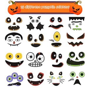 IFLYOOY 16 PCS Halloween Crafts for Kids Home Decorations Craft Kit DIY with Self-Adhesive Pumpkin Stickers Halloween Activities for Kids