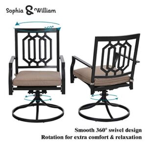 Sophia & William Outdoor Patio Dining Set 7 Pieces Metal Furniture Set, 6 x Swivel Chairs with 1 Rectangular Metal Table 6 Person for Outdoor Lawn Garden