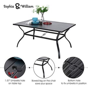 Sophia & William Outdoor Patio Dining Set 7 Pieces Metal Furniture Set, 6 x Swivel Chairs with 1 Rectangular Metal Table 6 Person for Outdoor Lawn Garden