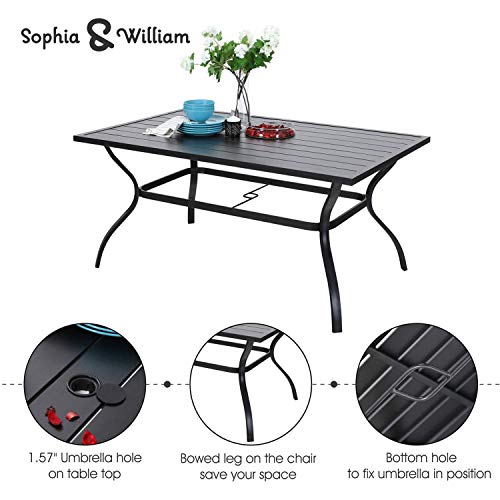 Sophia & William Outdoor Patio Dining Set 7 Pieces Metal Furniture Set, 6 x Swivel Chairs with 1 Rectangular Metal Table 6 Person for Outdoor Lawn Garden