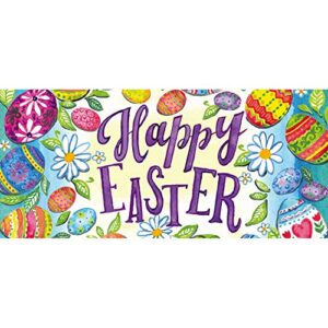 evergreen sassafras happy easter eggs interchangeable entrance doormat | indoor and outdoor | 22-inches x 10-inches | non-slip backing | all-season | low profile | home décor