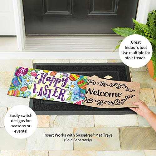 Evergreen Sassafras Happy Easter Eggs Interchangeable Entrance Doormat | Indoor and Outdoor | 22-inches x 10-inches | Non-Slip Backing | All-Season | Low Profile | Home Décor