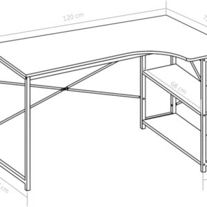 vidaXL Computer Desk Industrial Home Office Workstation PC Study Writing Working Table Corner Desk Furniture White and Oak 47.2"x28.3"x27.6"