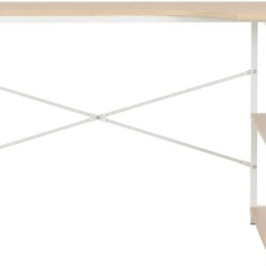 vidaXL Computer Desk Industrial Home Office Workstation PC Study Writing Working Table Corner Desk Furniture White and Oak 47.2"x28.3"x27.6"