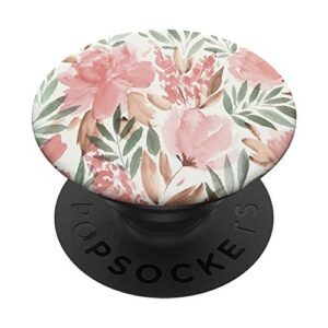 pastel pink flower pattern, watercolor floral petals blossom popsockets popgrip: swappable grip for phones & tablets