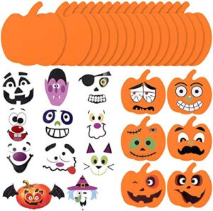 aopoo 64 pieces halloween pumpkins shapes foam craft kit and craft pumpkin stickers for halloween thanksgiving kids party decorations