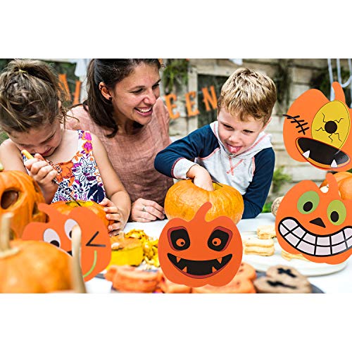 AOPOO 64 Pieces Halloween Pumpkins Shapes Foam Craft Kit and Craft Pumpkin Stickers for Halloween Thanksgiving Kids Party Decorations