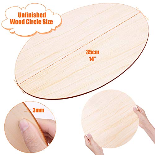 Round Wood Discs for Crafts, Audab 5 Pack 14 Inch Wood Circles Unfinished Wood Rounds Wood Plaque for Crafts, Door Hanger, Door Design, Wood Burning