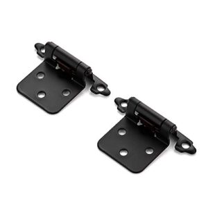 Ravinte 30 Pack 15 Pairs 1/2'' Overlay Cabinet Hinges Black Semi-Concealed Cupboard Hinges Face Mount Cabinet Hardware Self-Closing Cabinet Hinges Decorative Kitchen Cabinet Hinges with Door Bumpers