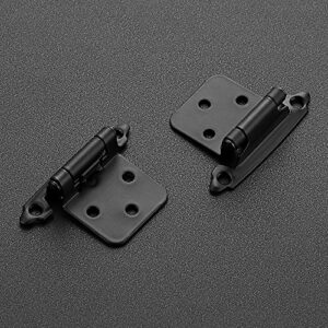 Ravinte 30 Pack 15 Pairs 1/2'' Overlay Cabinet Hinges Black Semi-Concealed Cupboard Hinges Face Mount Cabinet Hardware Self-Closing Cabinet Hinges Decorative Kitchen Cabinet Hinges with Door Bumpers