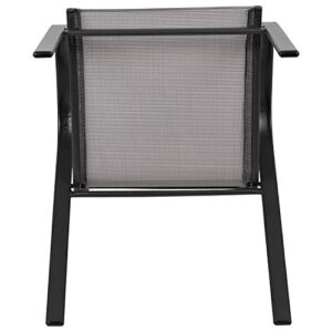 Flash Furniture 5 Pack Brazos Series Gray Outdoor Stack Chair with Flex Comfort Material and Metal Frame