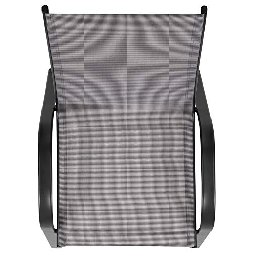 Flash Furniture 5 Pack Brazos Series Gray Outdoor Stack Chair with Flex Comfort Material and Metal Frame