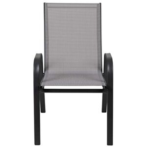 Flash Furniture 5 Pack Brazos Series Gray Outdoor Stack Chair with Flex Comfort Material and Metal Frame