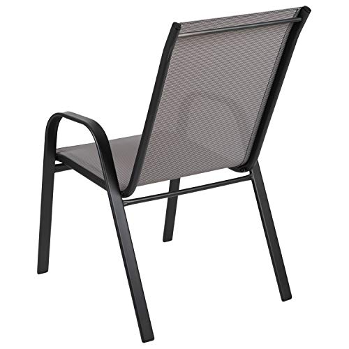 Flash Furniture 5 Pack Brazos Series Gray Outdoor Stack Chair with Flex Comfort Material and Metal Frame