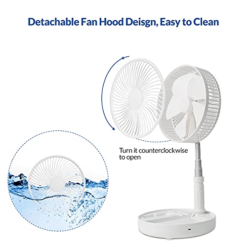 Primevolve 8.7 inch Battery Operated Standing Fan, Rechargeable Portable USB Fan with Adjustable Height for Camping Tent Travel White