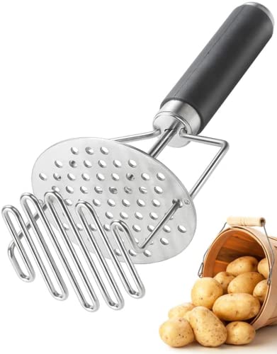 Potato Masher Stainless Steel, Potato Ricer, Potato Masher Hand, Masher Kitchen Tool, Ricer for Mashed Motatoes, Dual-Press Design