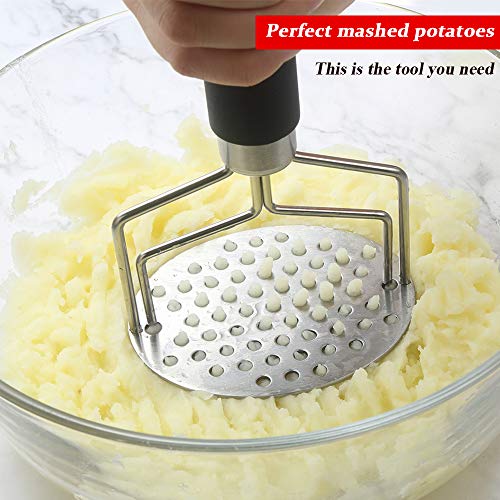 Potato Masher Stainless Steel, Potato Ricer, Potato Masher Hand, Masher Kitchen Tool, Ricer for Mashed Motatoes, Dual-Press Design