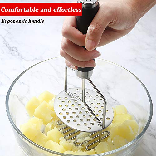 Potato Masher Stainless Steel, Potato Ricer, Potato Masher Hand, Masher Kitchen Tool, Ricer for Mashed Motatoes, Dual-Press Design