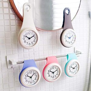 Biramba miniata Wall Clock Kitchen Clock Household Bathroom Waterproof Small Digital Wall Clock Silent Home Decor Shower Clock with Sucker (White)