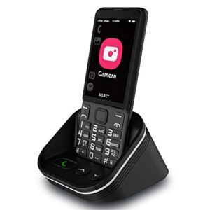 tianhoo cell phone for seniors 4g/lte unlocked, senior cell phone unlocked, dual card dual standby, sos button, 4g senior phone unlocked with charging dock speaker (black)