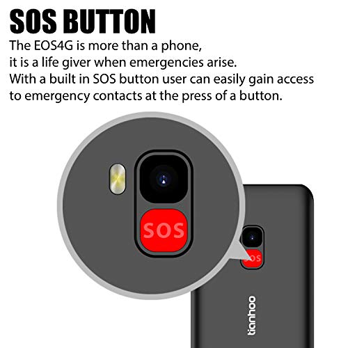 TIANHOO Cell Phone for Seniors 4G/LTE Unlocked, Senior Cell Phone Unlocked, Dual Card Dual Standby, SOS Button, 4G Senior Phone Unlocked with Charging Dock Speaker (Black)