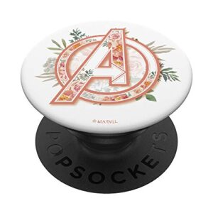 marvel avengers floral logo popsockets popgrip: swappable grip for phones & tablets