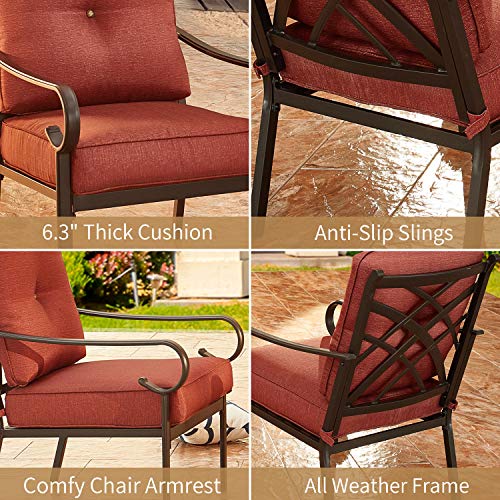 PatioFestival Patio Furniture Set 4 Piece Outdoors Sofas with 6.3 Inch Cushion Metal Bistro Conversation Set(Burgundy Red)