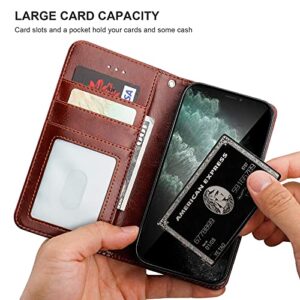 Bocasal Compatible with iPhone 12 & iPhone 12 Pro Wallet Case with Card Holder PU Leather Magnetic Detachable Kickstand Shockproof Wrist Strap Removable Flip Cover 6.1 inch (Brown)