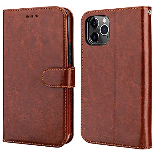 Bocasal Compatible with iPhone 12 & iPhone 12 Pro Wallet Case with Card Holder PU Leather Magnetic Detachable Kickstand Shockproof Wrist Strap Removable Flip Cover 6.1 inch (Brown)