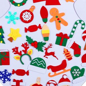 Garma DIY Felt Christmas Snowman for Kids Wall Decorations with 36PCS Wall Hanging Detachable Ornaments, Felt Christmas Crafts Kits Decorations for Toddlers Xmas Gift New Year Parties Supplies