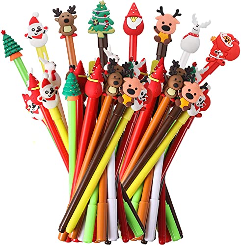 Christmas Gel Ink Pen Novelty Rollerball Pens Black Gel Ink for School Boys and Girls Office Supplies, 8 Style - Christmas Tree, Snowman, Reindeer, Santa Claus (64Pieces)