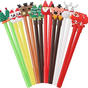 Christmas Gel Ink Pen Novelty Rollerball Pens Black Gel Ink for School Boys and Girls Office Supplies, 8 Style - Christmas Tree, Snowman, Reindeer, Santa Claus (64Pieces)