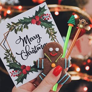 Christmas Gel Ink Pen Novelty Rollerball Pens Black Gel Ink for School Boys and Girls Office Supplies, 8 Style - Christmas Tree, Snowman, Reindeer, Santa Claus (64Pieces)