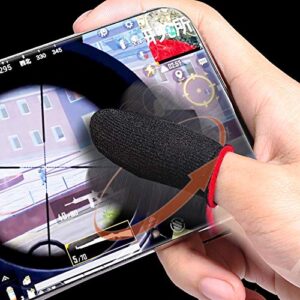 MOMOFLY 150 Second Quick Dry Ultra-Thin Carbon Fiber (16 PCs) Gaming Thumb Sleeves Touch Screen Anti-Sweat Shoot Aim Finger Cot for PUBG Mobile, Mobile Gaming, Android iOS Tablet (RED)