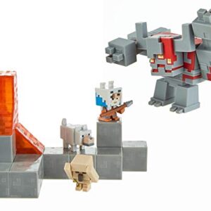 Mattel Minecraft Dungeons Redstone Monstrosity Mangle with Redstone Monstrosity, Armored Valorie, Iron Golem, Summoned Wolf, Battle in a Box, Gift for Kids Age 6 and Older