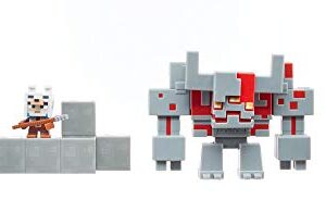 Mattel Minecraft Dungeons Redstone Monstrosity Mangle with Redstone Monstrosity, Armored Valorie, Iron Golem, Summoned Wolf, Battle in a Box, Gift for Kids Age 6 and Older