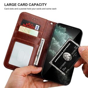 Bocasal Compatible with iPhone 12 Pro Max Wallet Case with Card Holder PU Leather Magnetic Detachable Kickstand Shockproof Wrist Strap Removable Flip Cover 6.7 inch (Brown)