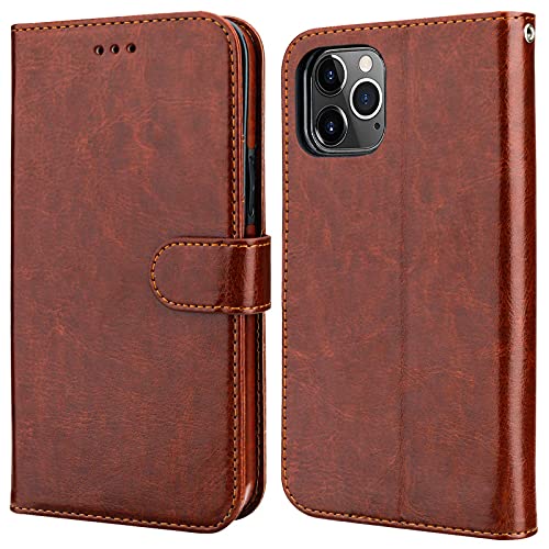 Bocasal Compatible with iPhone 12 Pro Max Wallet Case with Card Holder PU Leather Magnetic Detachable Kickstand Shockproof Wrist Strap Removable Flip Cover 6.7 inch (Brown)