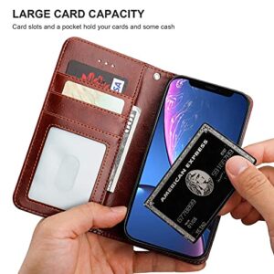 Bocasal iPhone Xr Wallet Case with Card Holder PU Leather Magnetic Detachable Kickstand Shockproof Wrist Strap Removable Flip Cover for iPhone Xr 6.1 inch (Brown)