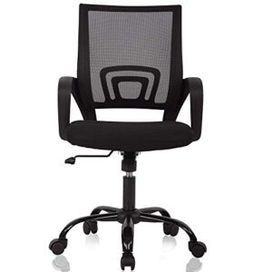 office chair desk chair computer chair ergonomic mid back mesh chair with lumbar support & armrest modern adjustable height swivel task executive chair for women men adult, black