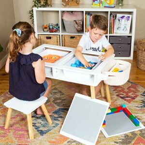 Elk and Friends Kids/Toddler Multi Activity Table with 2 Chairs | Building Blocks Desk/Table with Storage | Craft Play Table Plus Paper Roll | Sensory Table