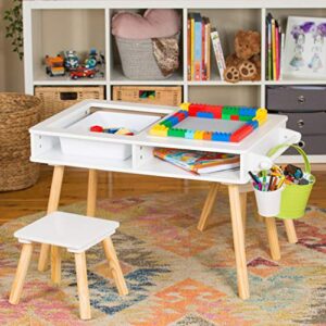 Elk and Friends Kids/Toddler Multi Activity Table with 2 Chairs | Building Blocks Desk/Table with Storage | Craft Play Table Plus Paper Roll | Sensory Table