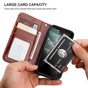 Bocasal Compatible with iPhone 12 Mini Wallet Case with Card Holder PU Leather Magnetic Detachable Kickstand Shockproof Wrist Strap Removable Flip Cover (Brown)