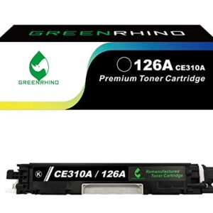 GREENRHINO Remanufactured Toner Cartridge Replacement for HP 126A CE310A CP1021 CP1022 CP1023 CP1025 CP1025nw CP1026nw CP1027nw CP1028nw ; MFP M175 M275 (Black, 1-Pack)
