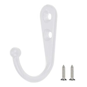 sydien 20pcs white wall mounted coat hanger hooks single prong robe hook with screws for hanging coats, towels, keys, caps, scarfs & bags