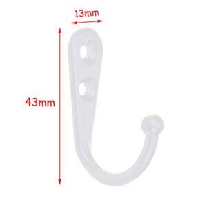 Sydien 20pcs White Wall Mounted Coat Hanger Hooks Single Prong Robe Hook with Screws for Hanging Coats, Towels, Keys, Caps, Scarfs & Bags