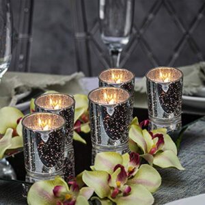KISCO CANDLES Votive Candles with Holders 24-Pack 10 Hours | Silver Decorative Glass Home Décor | Beautiful Living Room, Kitchen, Bathroom Lighting | Long-Lasting Wax